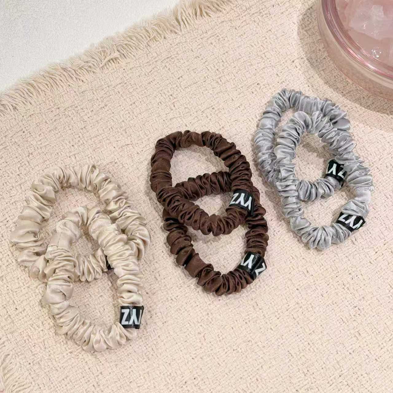 "Miu Style" Vintage Intellectual Combo - 100% Mulberry Silk Slim Scrunchie Set