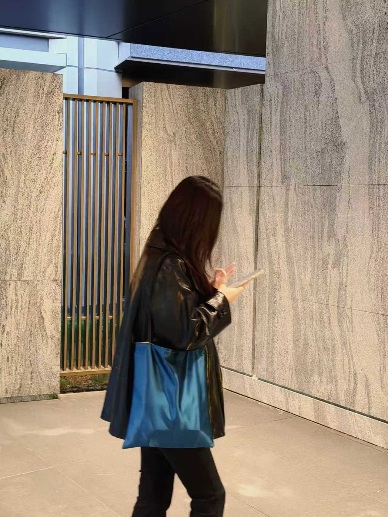 Luminous Satin Tote Peacock Blue