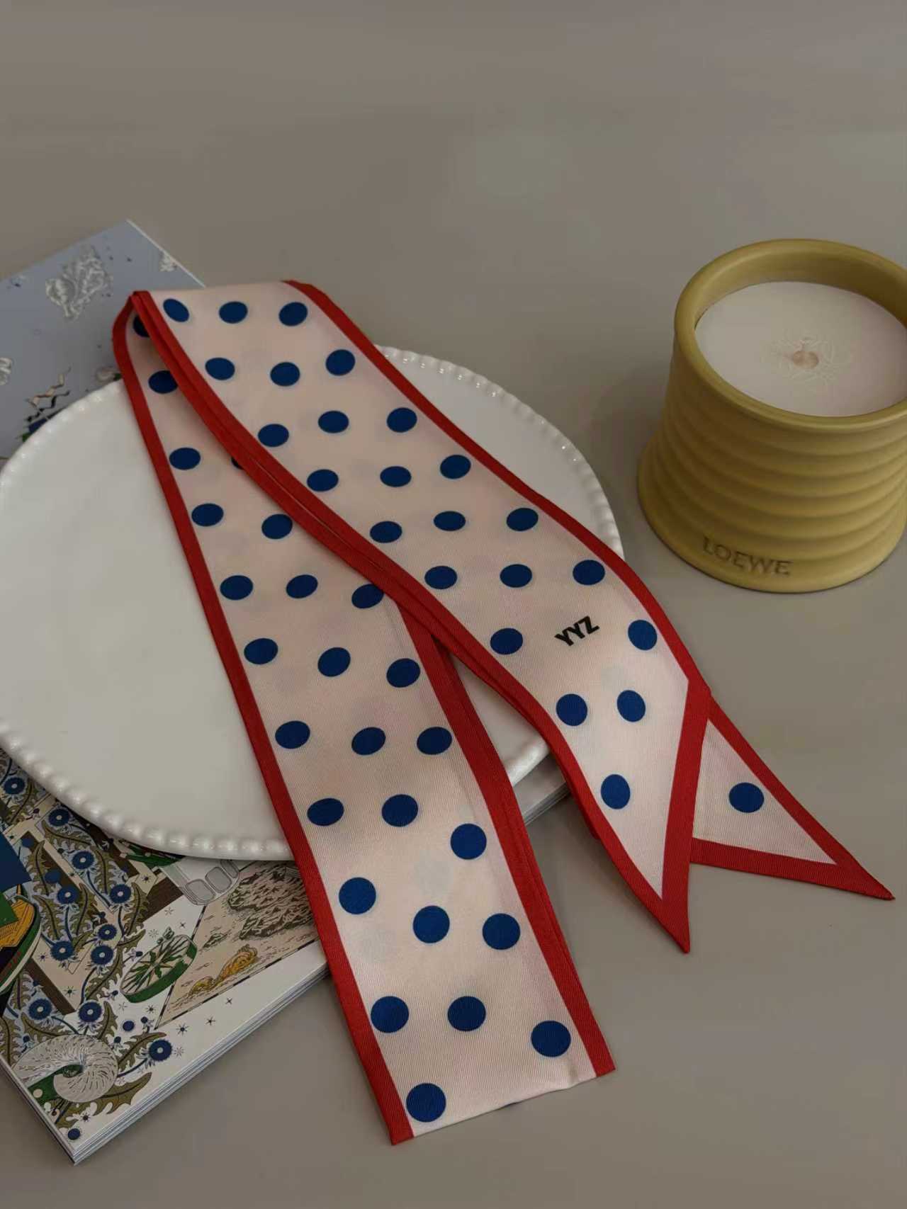 French Polka Dot Silk Twilly - 100% Mulberry Silk | Richie Richie YYZ Original Design