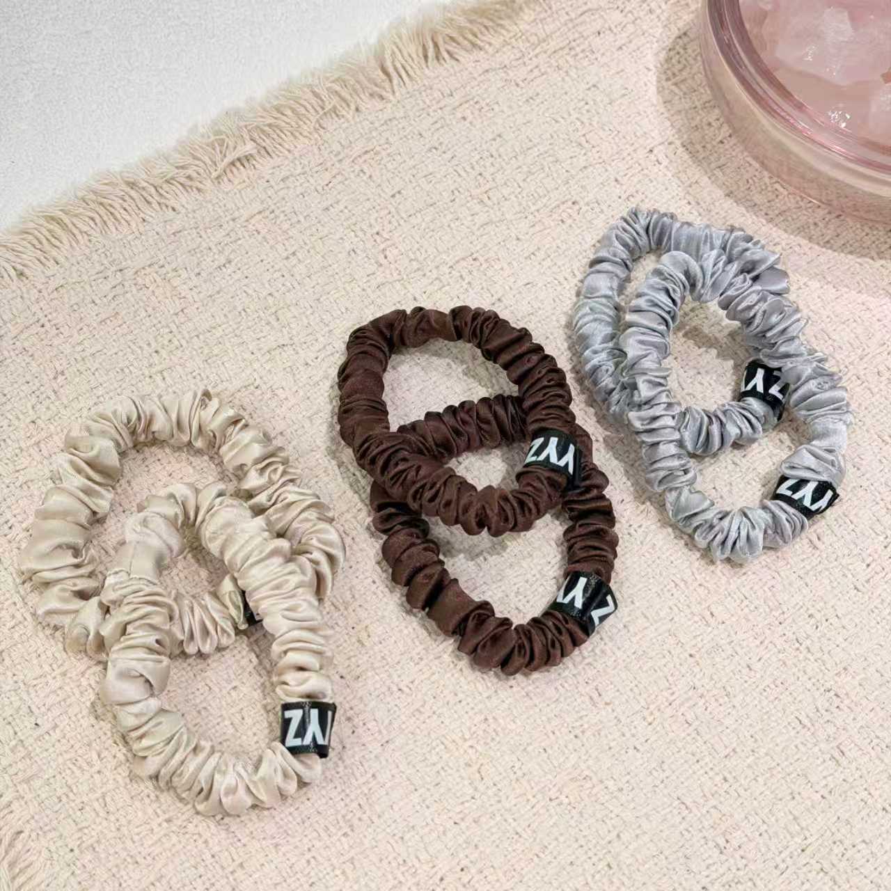 "Miu Style" Vintage Intellectual Combo - 100% Mulberry Silk Slim Scrunchie Set