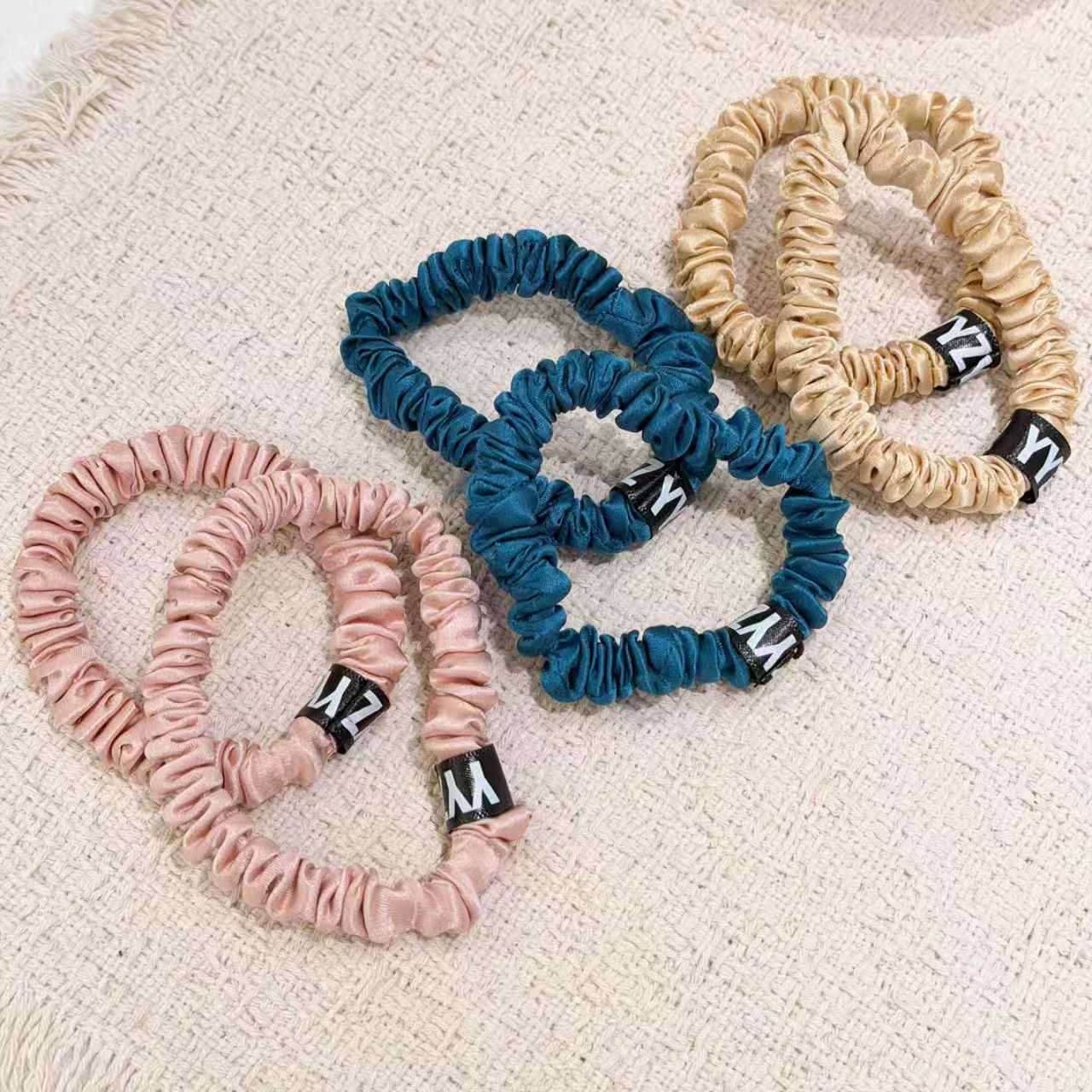 Retro Hong Kong Vibes Combo - 100% Mulberry Silk Slim Scrunchie Set