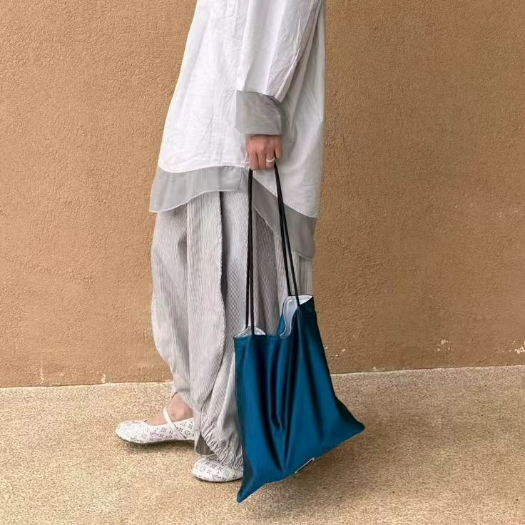 Luminous Satin Tote Peacock Blue