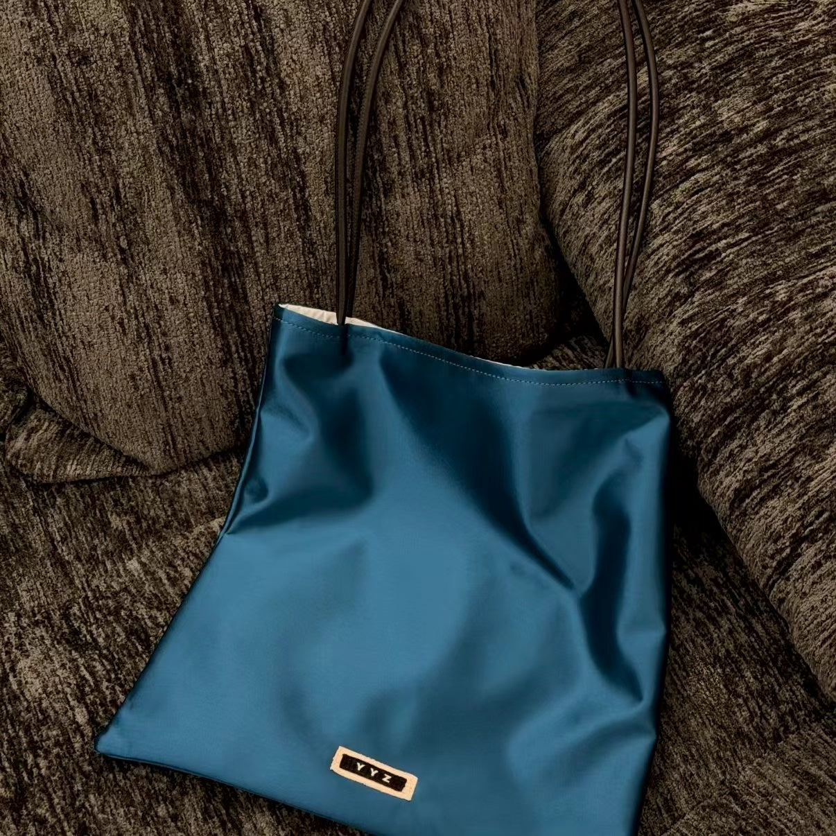 Luminous Satin Tote Peacock Blue