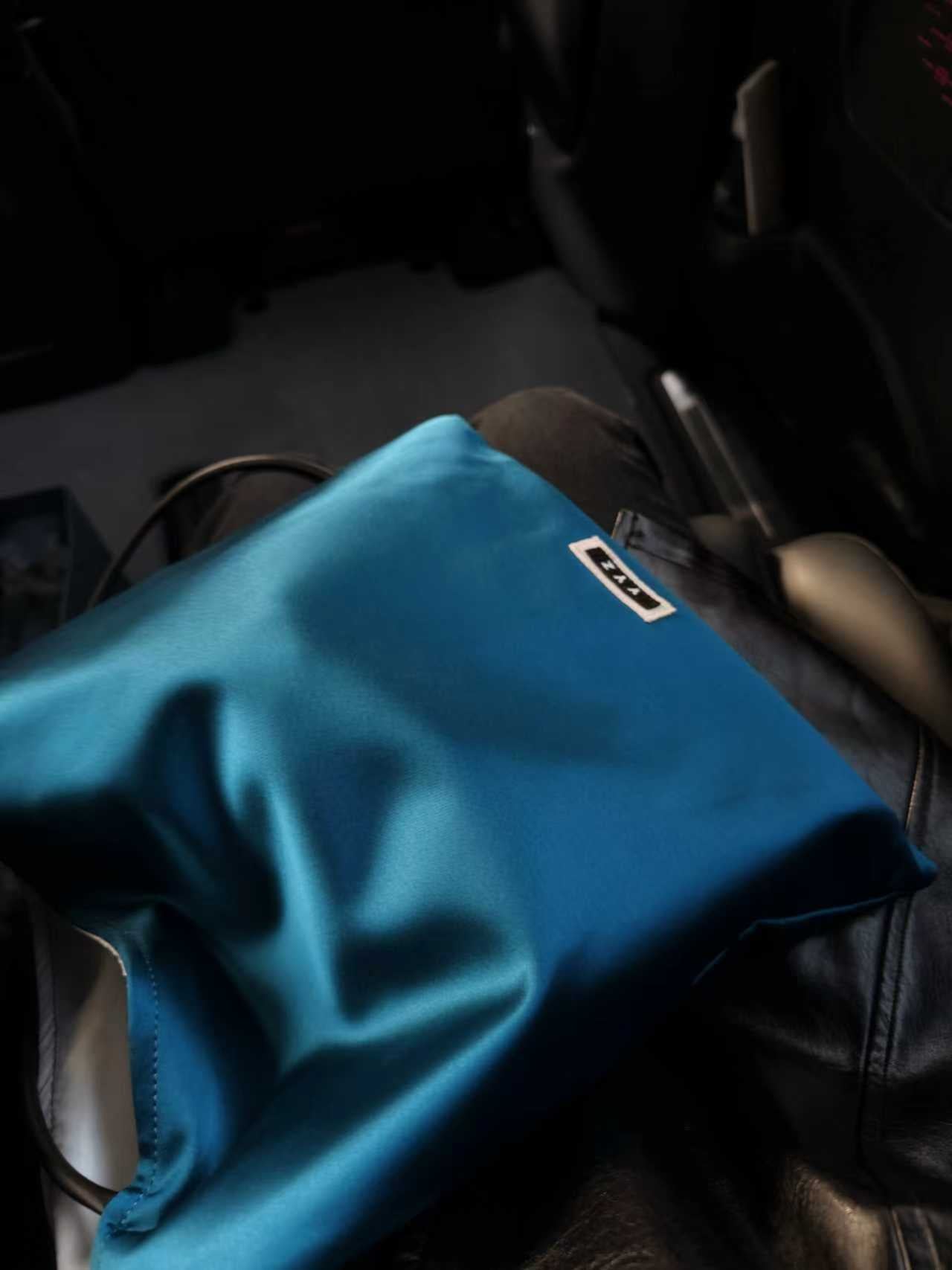 Luminous Satin Tote Peacock Blue